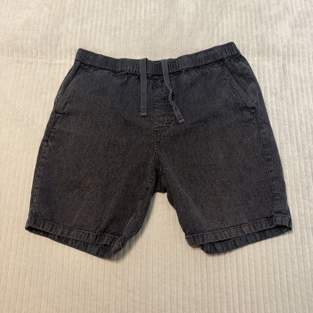 Outerknown Mens Hemp Organic Cotton Drawstring Shorts Black XL Elastic Waist